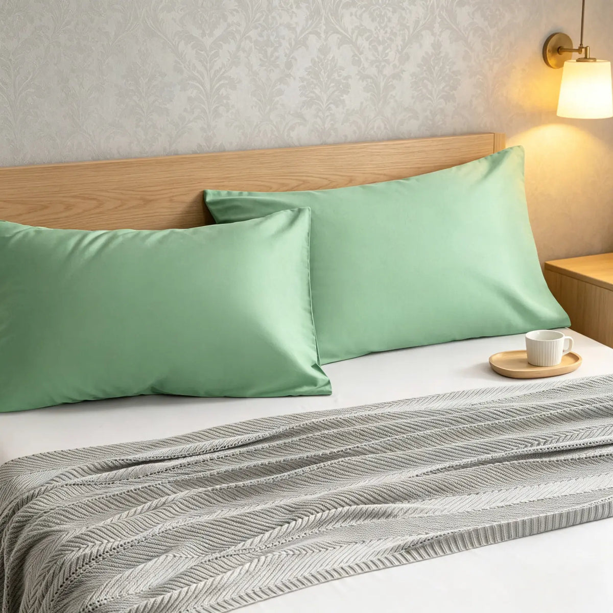 2 Pack Cotton Pillowcases, Soft Breathable Pillow Covers with Envelope Closure, Comfortable Solid Color Pillow Cases for Bed & Sleeping
