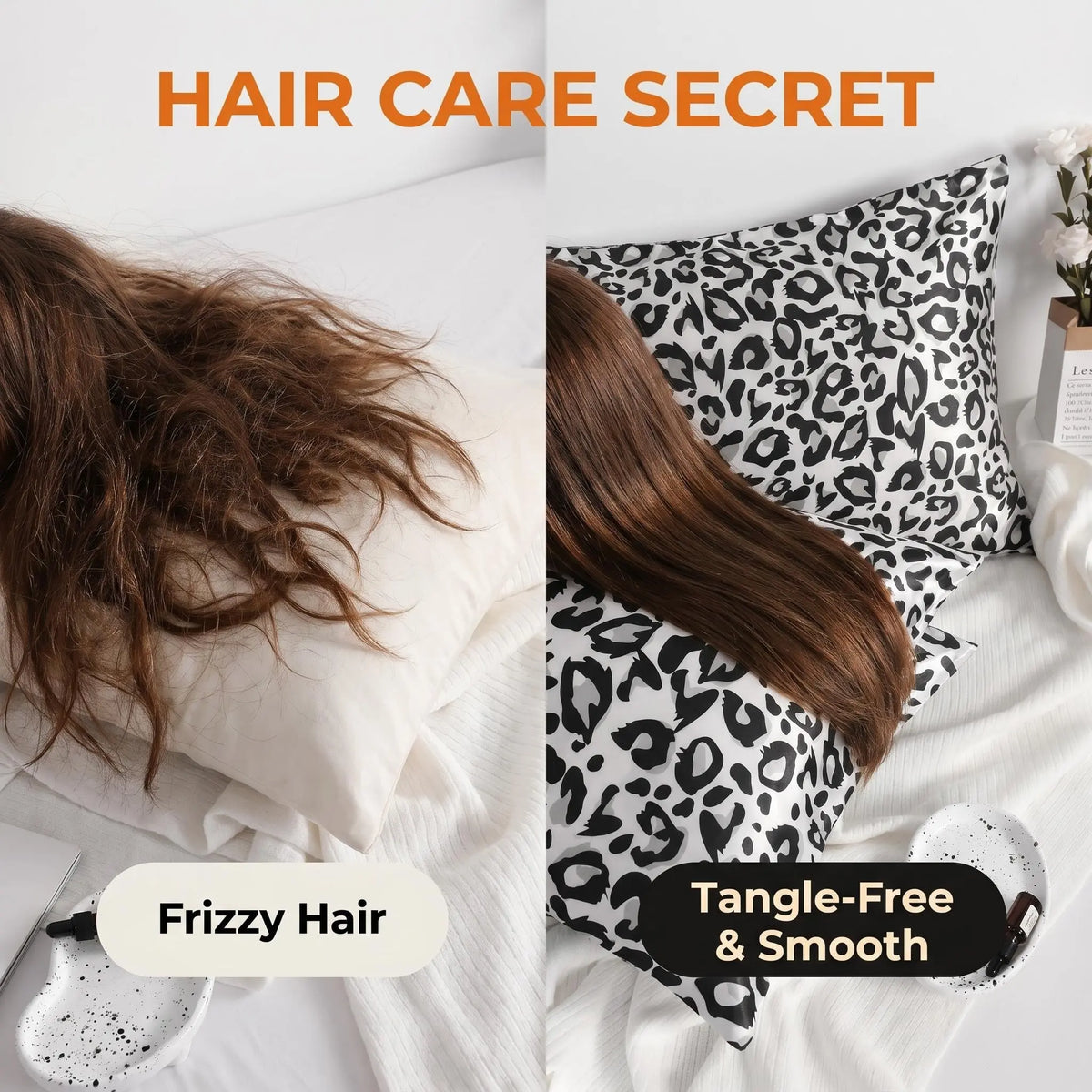 Bedsum Polyester Satin Leopard Print Pillowcase - 300 TC, Standard Size, Envelope Closure, Soft Cooling Smooth for Hair & Skin, Frizz-Free, Wrinkle Resistant, Durable, Machine Washable Bed Linens, High Security for Nighttime Rest, Silk-Like Bedding Decor
