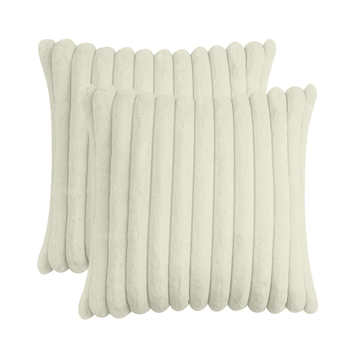 Solid-Color Faux Fur Throw Pillow Covers, 2 Count, Cozy Soft Decorative Cushion Covers without Filler for Home Living Room Sofa