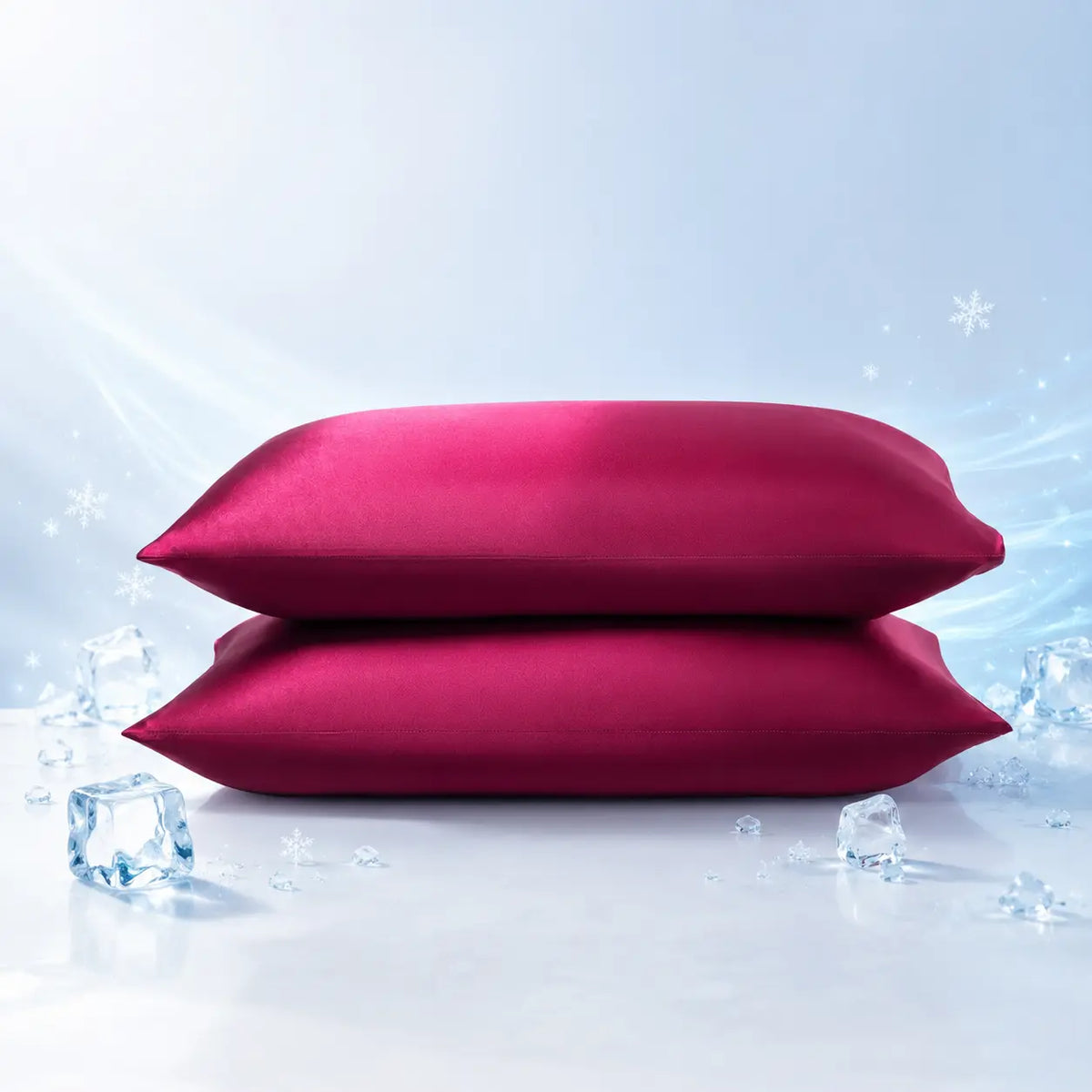 Luxury Twisted Ice Silk Bedding Pillowcases 2-Pack - Flat Woven, Watercolor Print, Silky Smooth Cool Touch, Durable Stitching, Envelope Closure, Queen/King Sizes Options