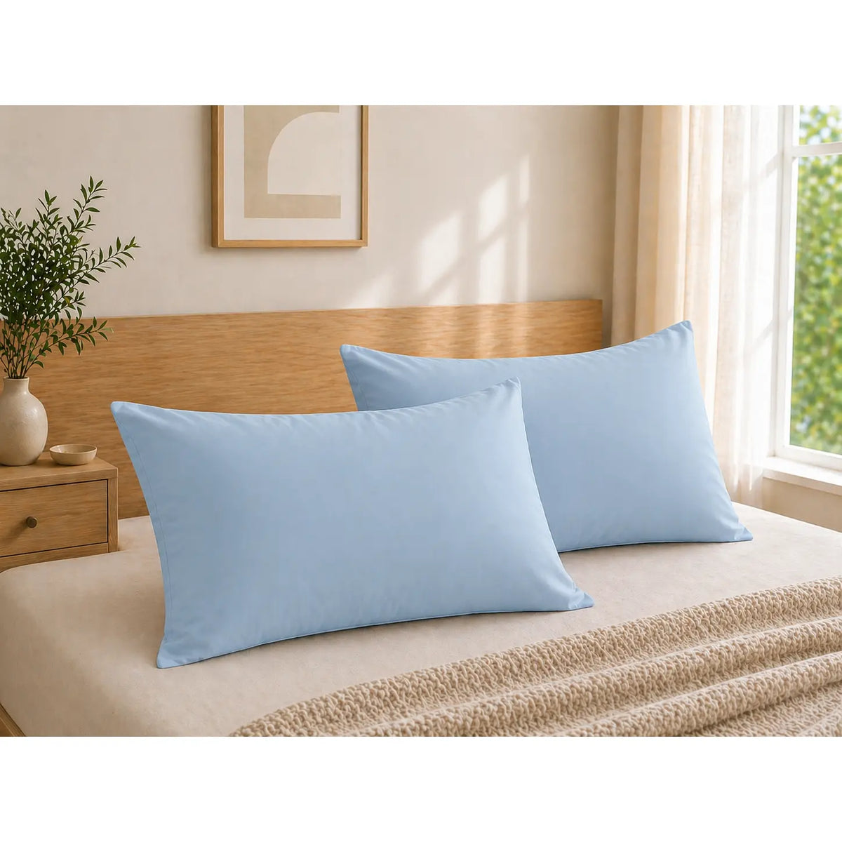 2-Pack Microfiber Pillowcases - Bed Linens with Secure Envelope Closure, Ultra-Soft Smooth Texture, Durable, Wrinkle-Resistant, Stain-Resist, Machine-Washable, Low-Maintenance Multi-Size Bed Pillow Covers for Comfortable Sleep