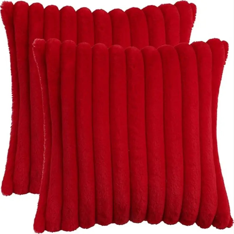 Solid-Color Faux Fur Throw Pillow Covers, 2 Count, Cozy Soft Decorative Cushion Covers without Filler for Home Living Room Sofa