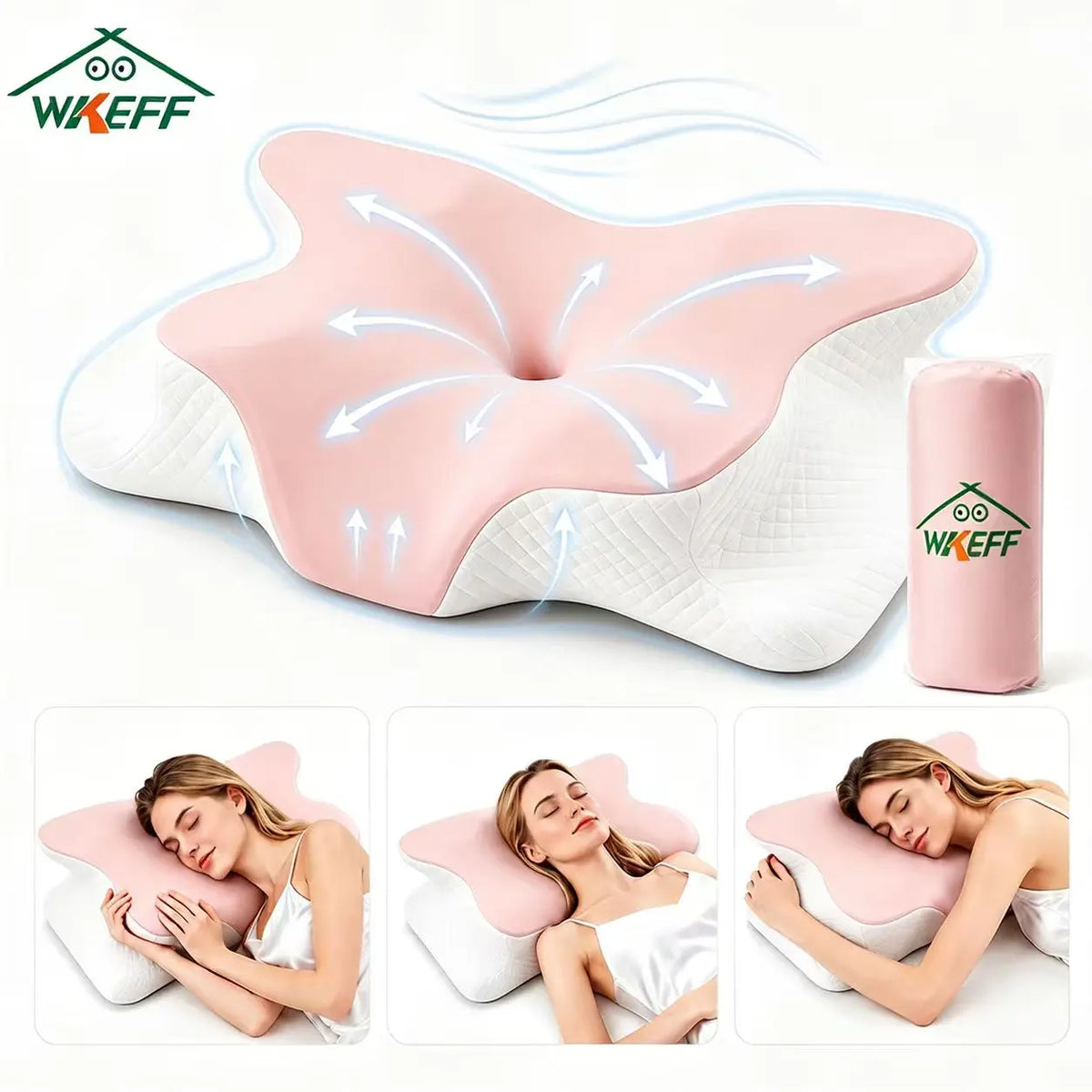 Orthopedic Cervical Neck Pillow for Sleeping - Ergonomic Memory Foam Cushion with Armrest, Back & Neck Pain Relief for All Sleep Positions, Orthopedic Memory Foam,back to school,back to school shopping,home decor,sohochic