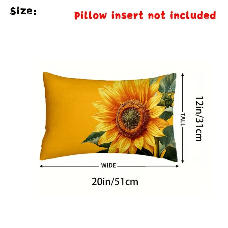 2pcs Yellow Pillowcases with Blooming Sunflowers, Adding a Touch of Sunshine and Vitality to the Bedroom. Pillow Inserts Not Included, Decorative Pillowcase, Elegant Pillow Cover, Spring Pillowcase, Machine Washable, Soft Fabric Cover, for Gift