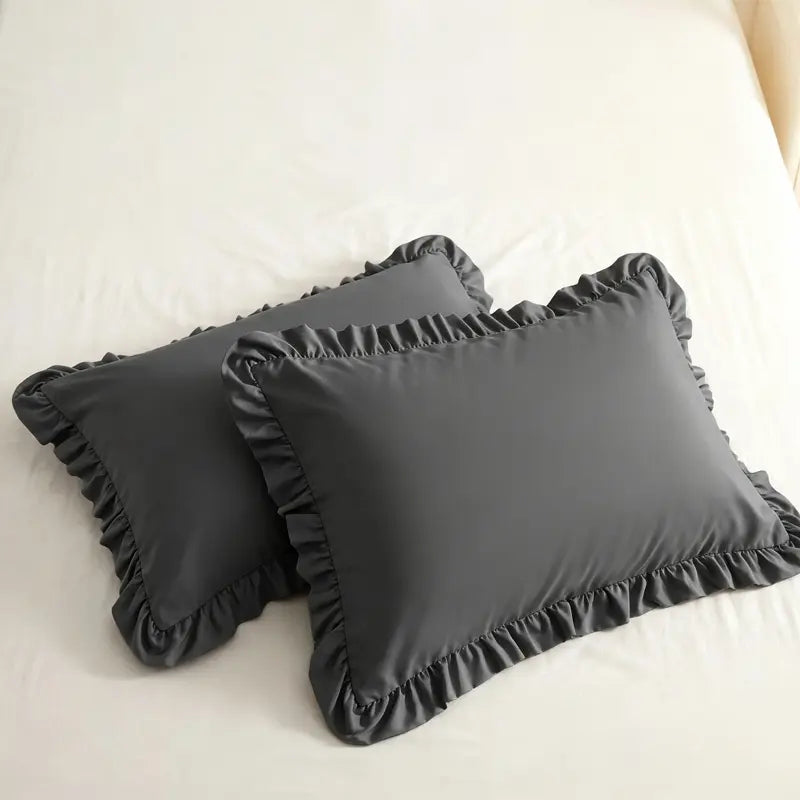 NTBAY Ruffled Pillow Shams, 1800 Series Brushed Microfiber, 2 Inch Ruffle Trim, Shabby Chic Decorative Cover, Envelope Closure, French Ruffle Pillowcase,Multi-Size, 2 Pack