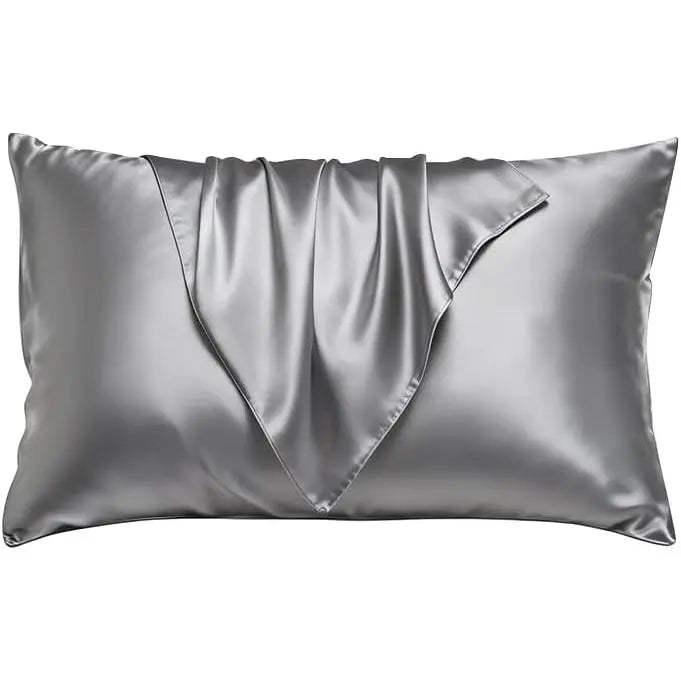 Satin Pillowcase Silkly Pillow Cases Soft Smooth 2 Pack Standard Size  Size Set of 2 Pillow Covers for Sleeping Black