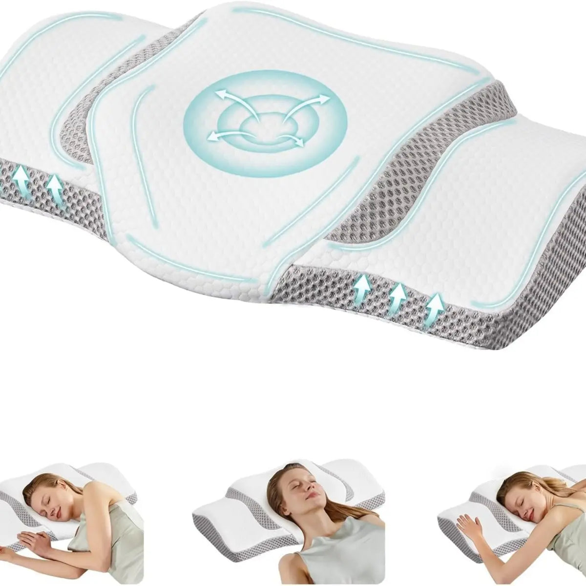 Sweetcrispy Contoured Memory Foam Neck Rest Cushion - Butterfly Shape, Hollow Center, Orthopedic Ergonomic Sleeping Aid for Side & Back Sleepers, Cooling Breathable Pillowcase, Posture Support, Shoulder Pain Relief