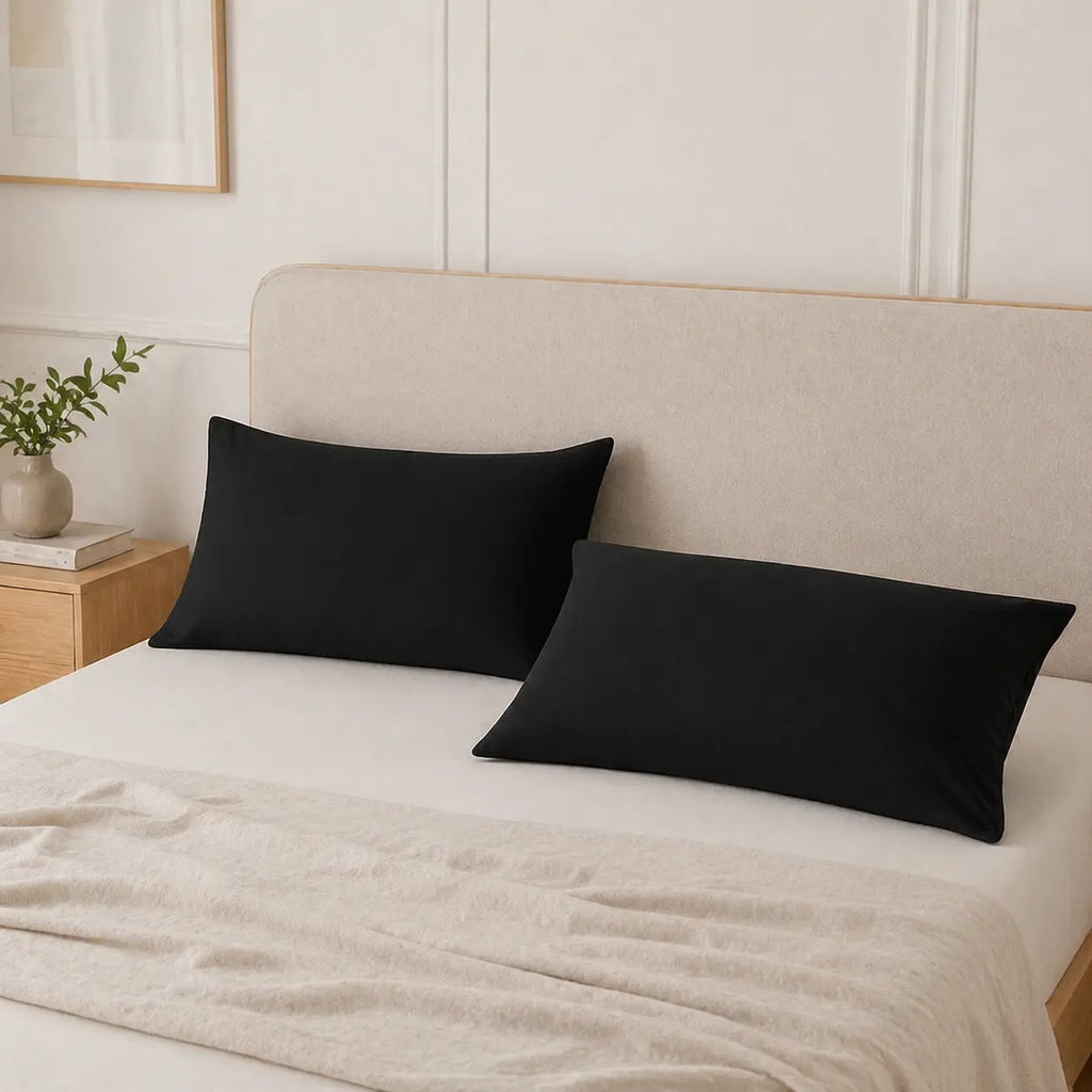 HTA Microfiber Pillowcases - 2-Pack, Multi-Sizes, Smooth, Ultra-Soft, Envelope Closure, Machine Washable, Durable, Modern Solid Bedroom Bedding for Everyday Use