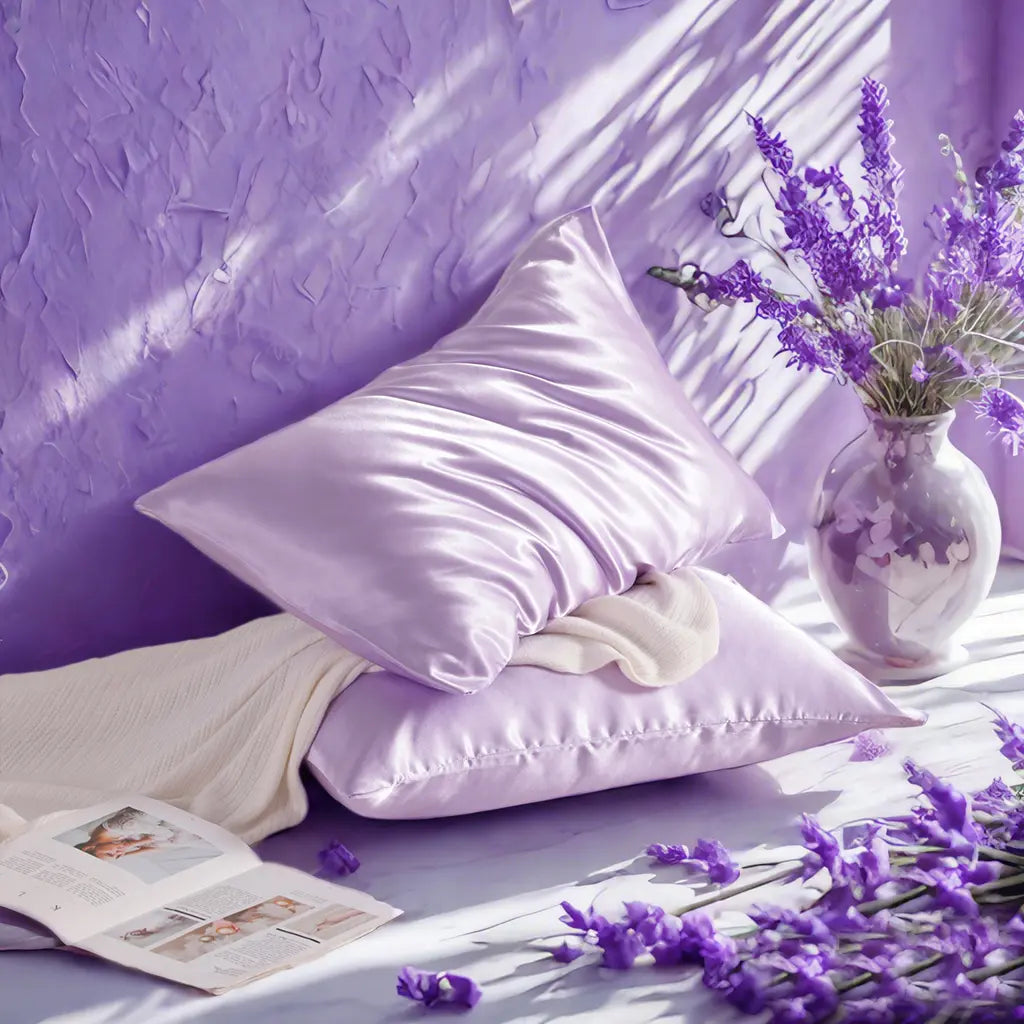 2 Silk Pillowcases - Solid Color, 51 x 102 cm & Multiple Sizes Available, Wrinkle Resistant, Fade Resistant, Durable, Glossy, Breathable, Cooling Bedding, Temperature-Regulating, Soft Comfortable Silk Fabric Pillowcases
