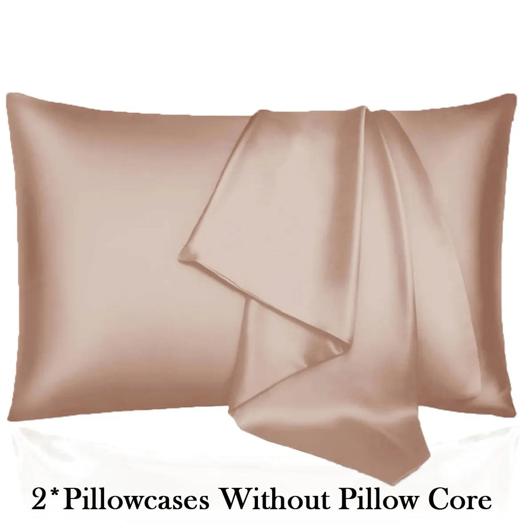 2Pcs Solid Satin Pillowcases Envelope Closure, Silky Soft, Hair & Skin Friendly, Pillow Covers Only, Hair And Skin Friendly