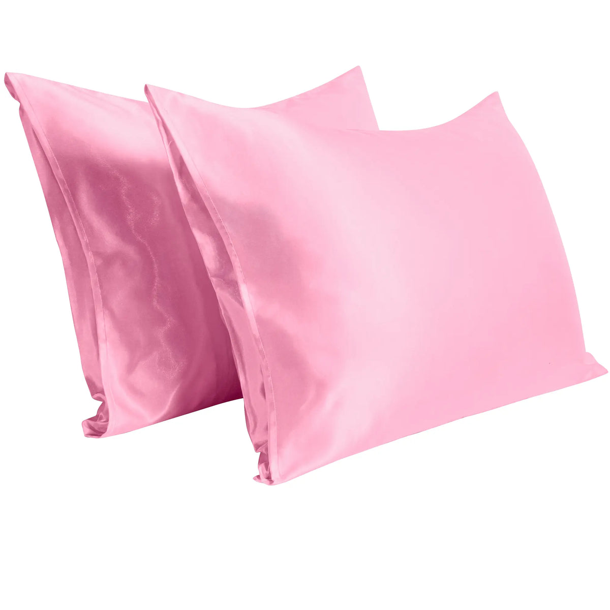Bedsum Silk-Like Solid Satin Pillowcases - 2-Piece All Seasons Bed Linens, Flat Weave, Wrinkle-Resistant, Smooth, Gentle, Ultra-Soft, Cooling Bedding, Envelope Fit, Hair & Skin Care, Beauty Sleep Bed Accessories