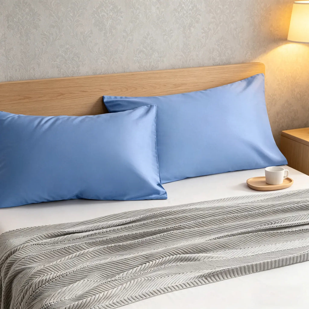 2 Pack Cotton Pillowcases, Soft Breathable Pillow Covers with Envelope Closure, Comfortable Solid Color Pillow Cases for Bed & Sleeping