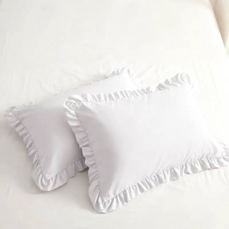 NTBAY Ruffled Pillow Shams, 1800 Series Brushed Microfiber, 2 Inch Ruffle Trim, Shabby Chic Decorative Cover, Envelope Closure, French Ruffle Pillowcase,Multi-Size, 2 Pack