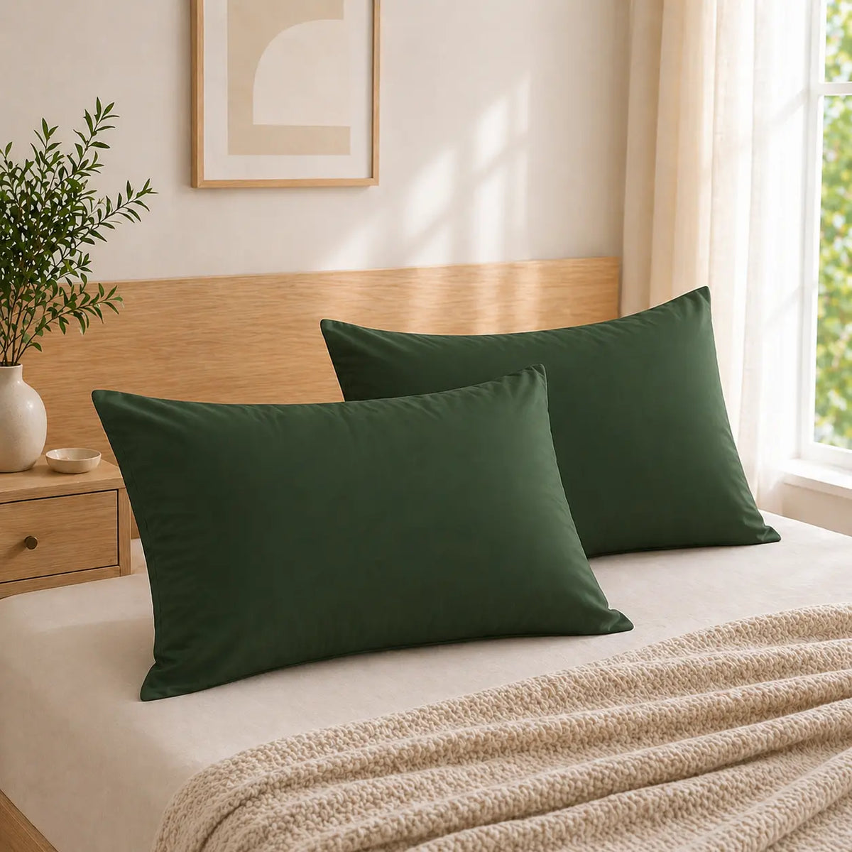 HTA Microfiber Pillowcases - 2-Pack, Multi-Sizes, Smooth, Ultra-Soft, Envelope Closure, Machine Washable, Durable, Modern Solid Bedroom Bedding for Everyday Use