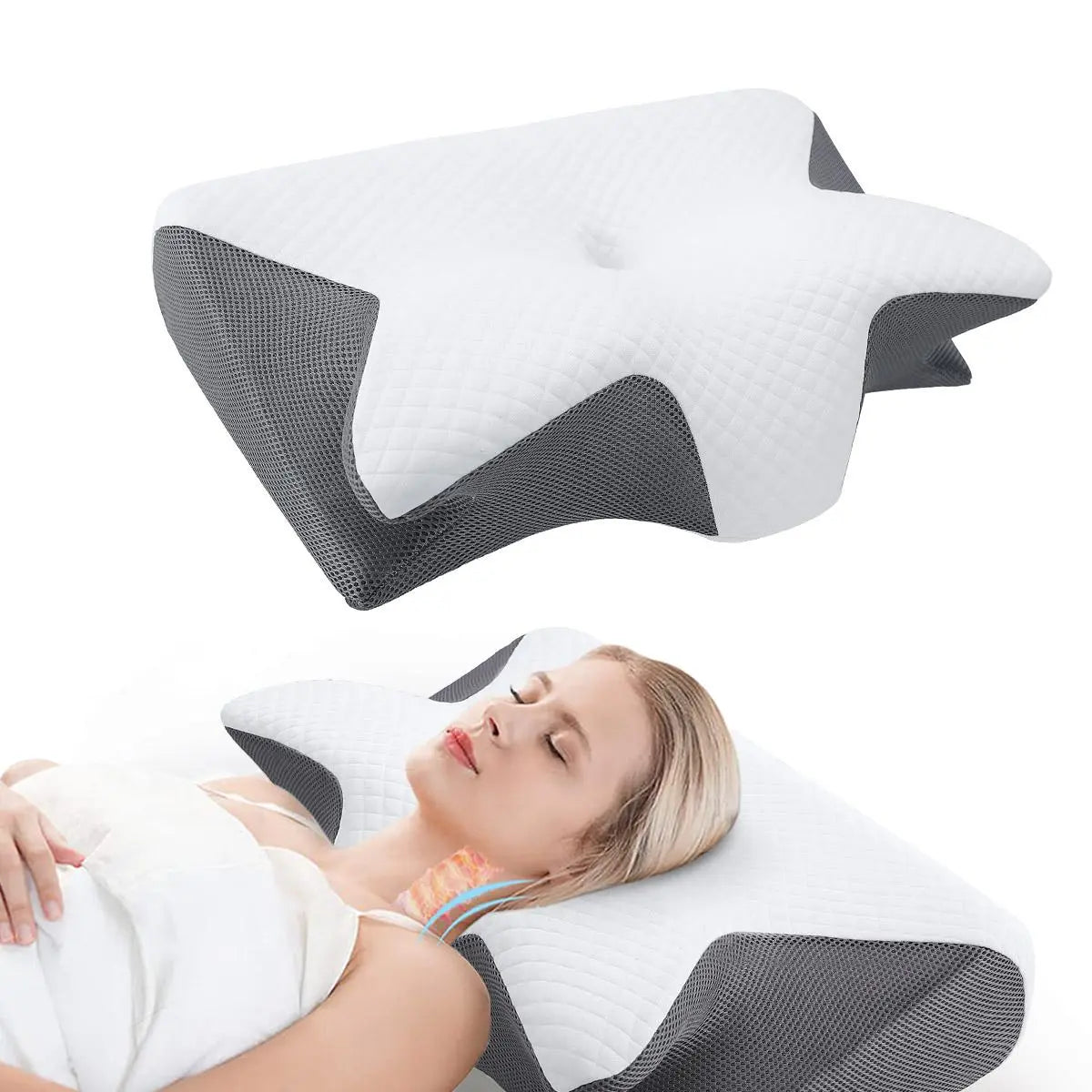 Memory Foam Soft Neck Pillow, 1 Count Comfortable Neck Support Pillow and Rest Cushion for Sleeping, Supportive Memory Foam Design #GLOBAL PICKS