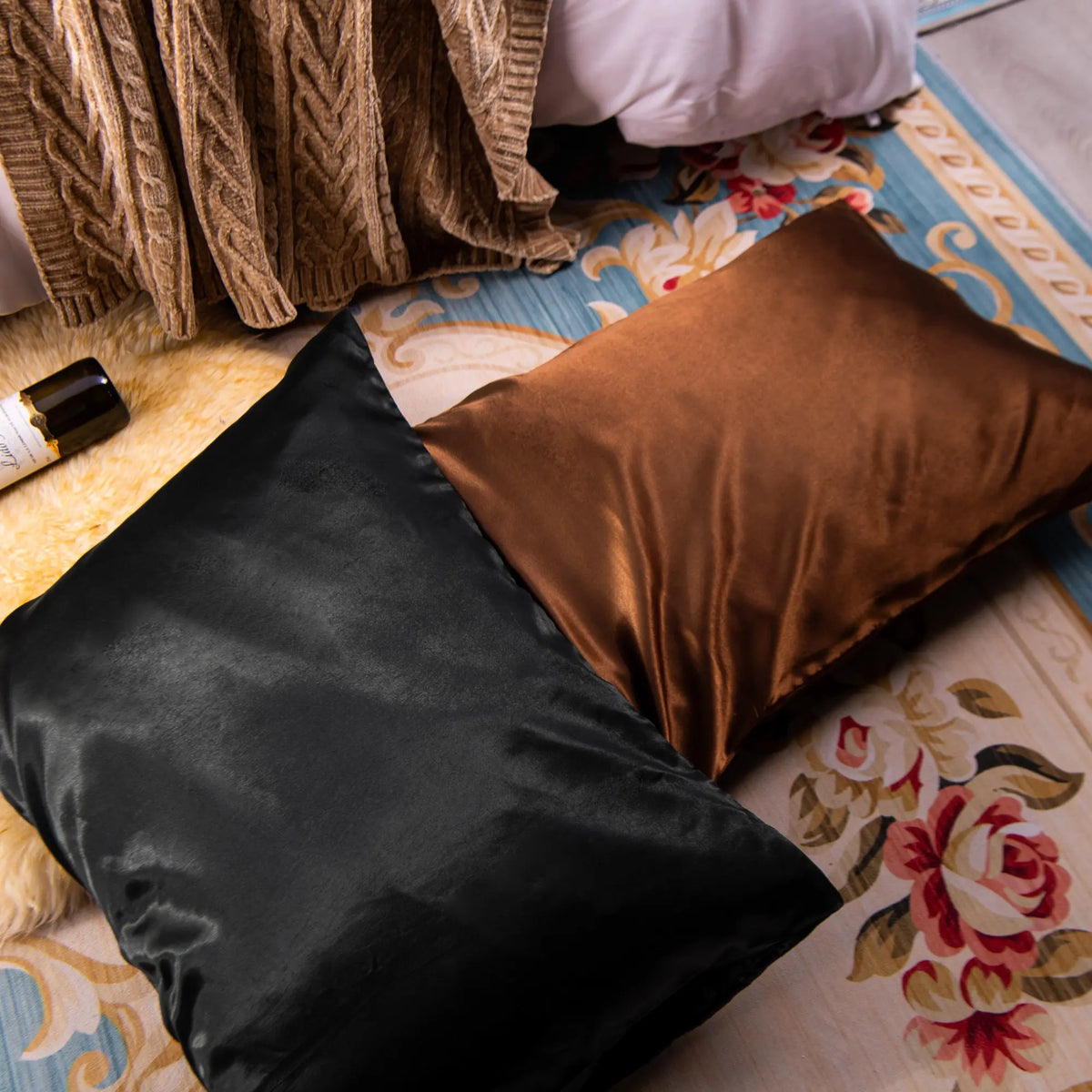 2 Silk Pillowcases - Solid Color, 51 x 102 cm & Multiple Sizes Available, Wrinkle Resistant, Fade Resistant, Durable, Glossy, Breathable, Cooling Bedding, Temperature-Regulating, Soft Comfortable Silk Fabric Pillowcases