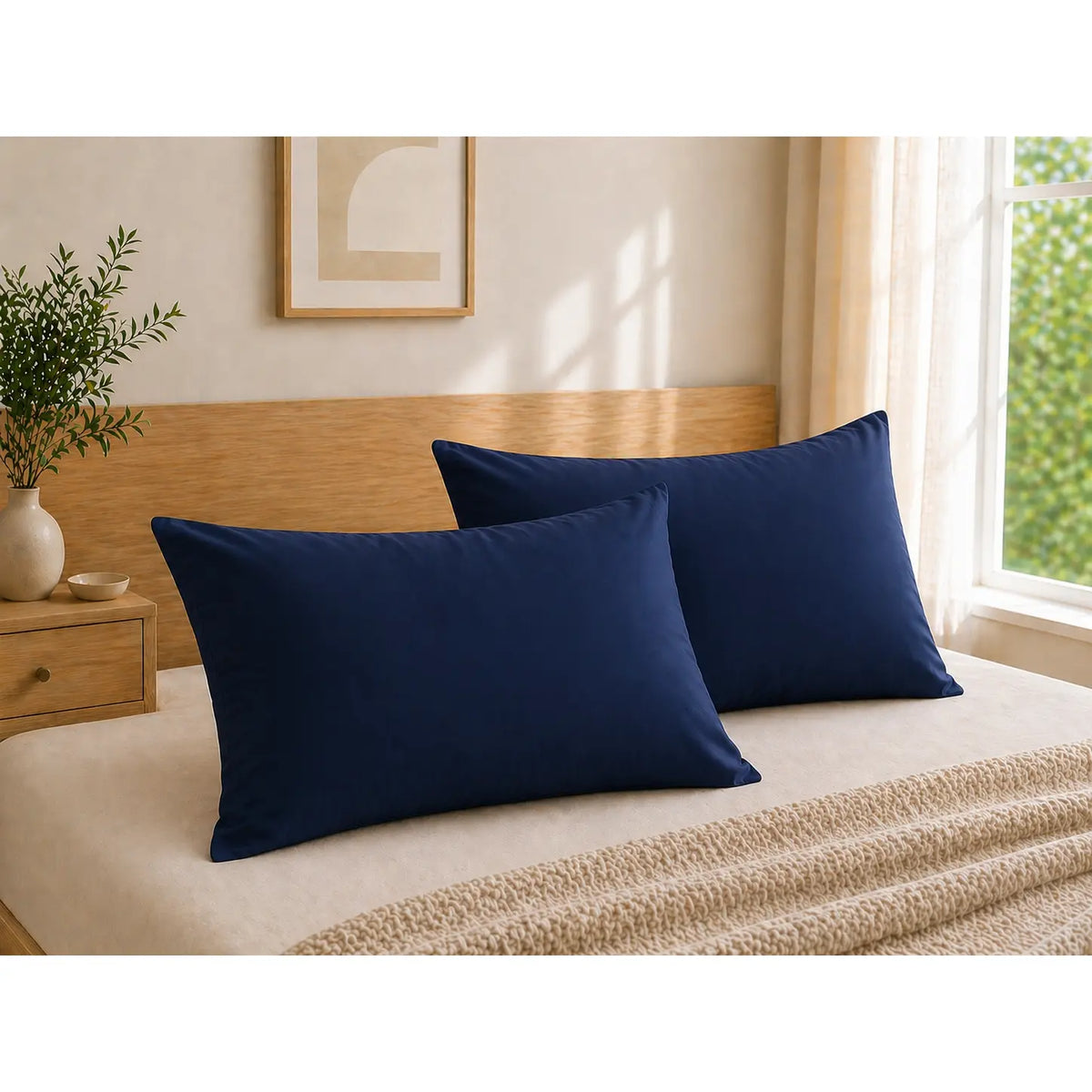 HTA 2-Pack Microfibre Pillowcases - Stain-Resistant, Durable, Ultra-Soft Envelope Closure Pillow Covers, Machine Washable for Restful Sleep