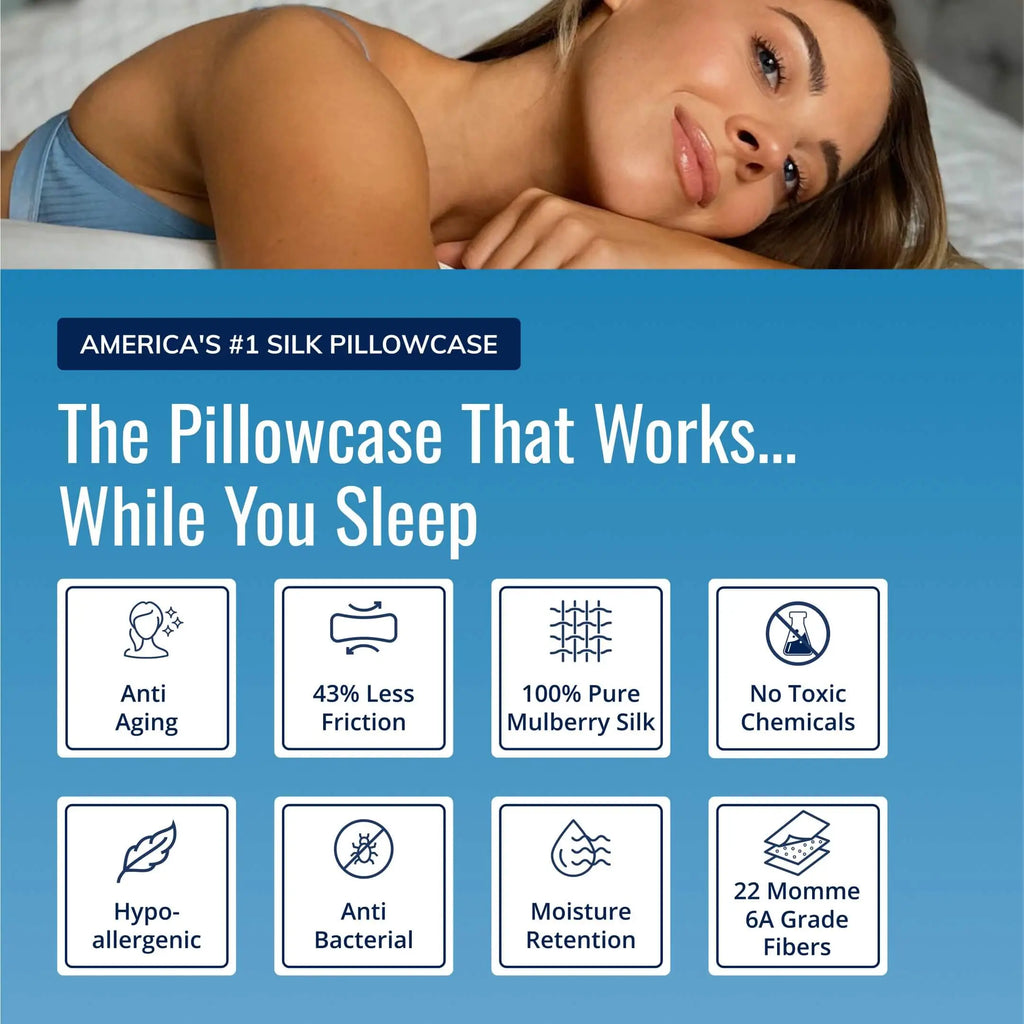 Blissy Silk Pillowcase - 100% Pure Mulberry Silk - Improve Your Hair, Skin and Health While You Sleep! - The Only Award Winning & Dermatologist Approved Silk Pillowcase