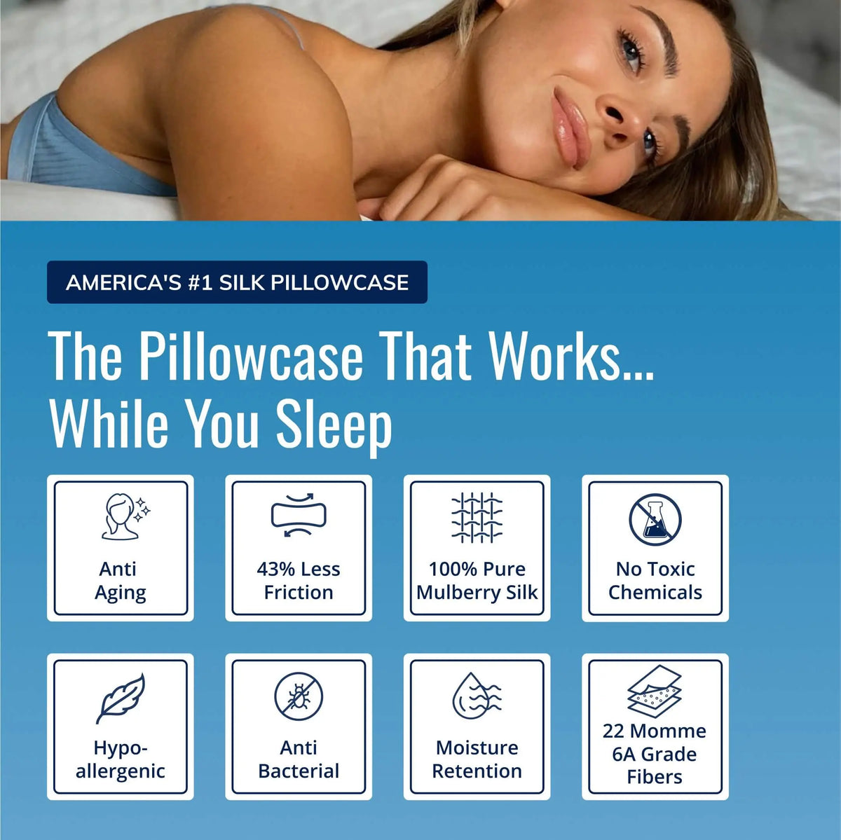 Blissy Silk Pillowcase - 100% Pure Mulberry Silk - Improve Your Hair, Skin and Health While You Sleep! - The Only Award Winning & Dermatologist Approved Silk Pillowcase