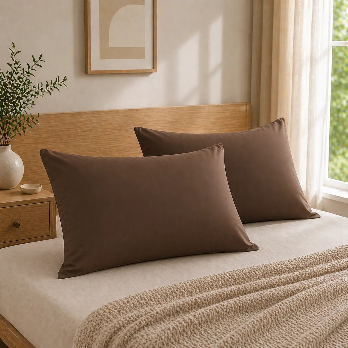 2-Pack Microfiber Pillowcases - Bed Linens with Secure Envelope Closure, Ultra-Soft Smooth Texture, Durable, Wrinkle-Resistant, Stain-Resist, Machine-Washable, Low-Maintenance Multi-Size Bed Pillow Covers for Comfortable Sleep