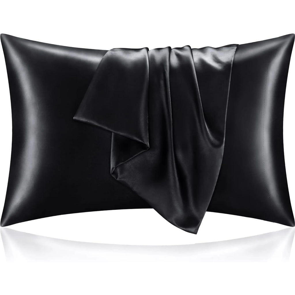 2-Pack Silk-Like Satin Cooling Pillow Cases - Queen Size 20x30in Bedding Pillow Covers with Envelope Closure, Durable Machine Washable Soft Silky Sheets Decorative Bedding for Hair and Skin