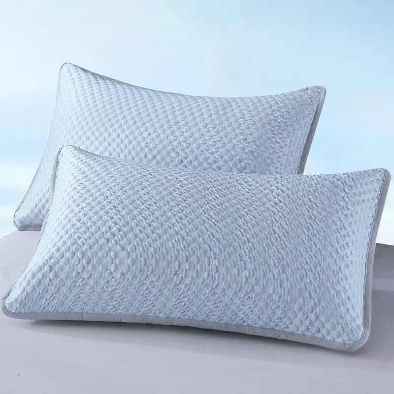 2-Pack Ice Silk Pillowcase Set, Breathable Flat Woven Plaid Bedding Pillowcases for Hot Sleepers, Bedroom Use, Relieves Overheating & Night Sweats, Soft