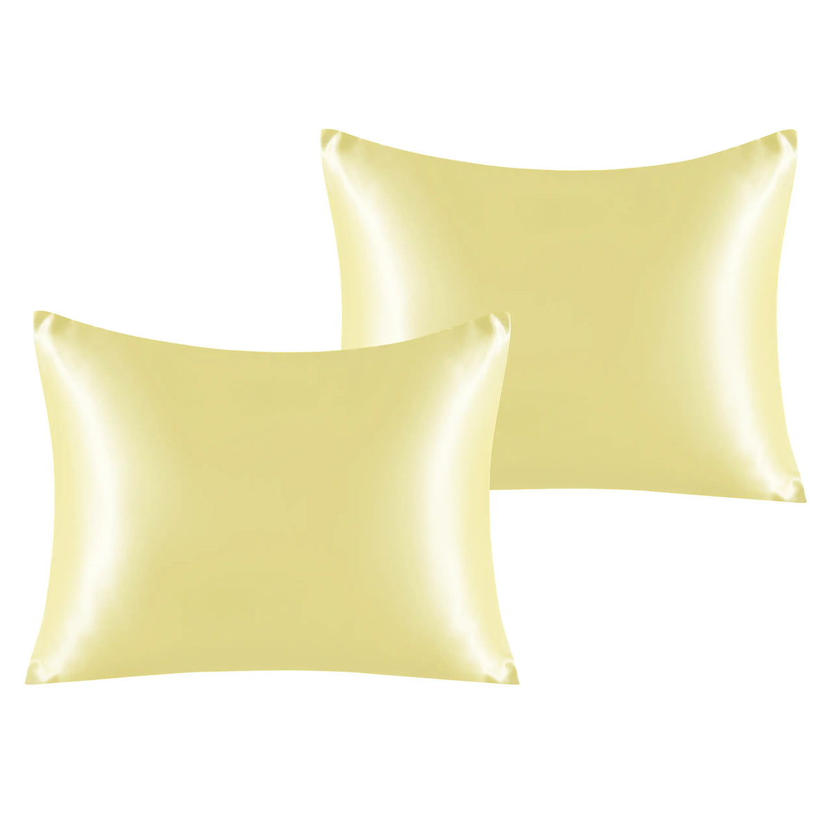 Bedsum Silk-Like Solid Satin Pillowcases - 2-Piece All Seasons Bed Linens, Flat Weave, Wrinkle-Resistant, Smooth, Gentle, Ultra-Soft, Cooling Bedding, Envelope Fit, Hair & Skin Care, Beauty Sleep Bed Accessories