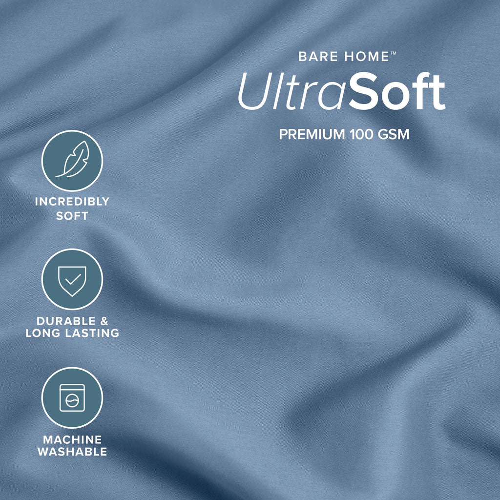 Bare Home 2-Piece Standard Microfiber Pillowcase Set - Ultra-Soft, Smooth Texture, Breathable, Lightweight Open-End Print Bedding Linens, Machine Washable, Fading Resistant for Simple Upkeep, Two Piece Set