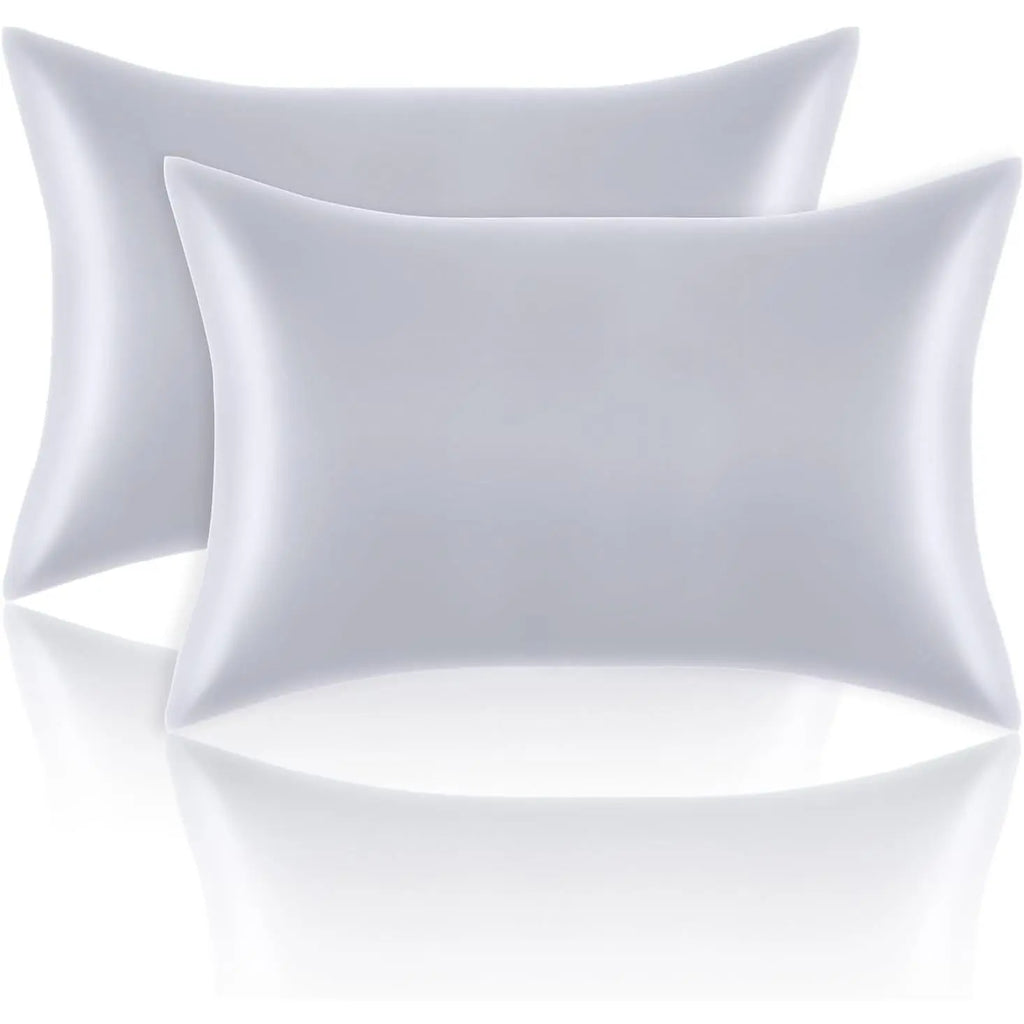 Satin Polyester Pillowcases Standard Set of 2 (20x26 in) - Hair Protection, Silk-Soft Bedding, Durable, Envelope Closure, Machine Washable, Low-Temperature Tumble Dry
