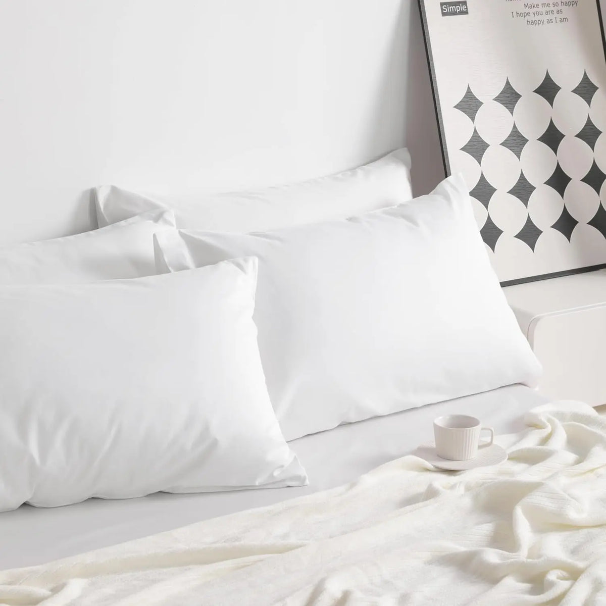 Plain 100% Cotton Pillowcase Set - 2-Piece, 400 Thread Count, Hotel Luxury, Soft & Breathable Flat Weave Pillowcases for Night Sleep Comfort, Set Of 2