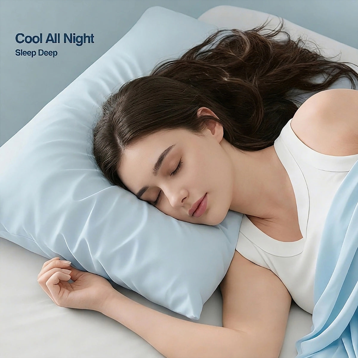 Queen Size 2-Pack Knitting Nylon-Spandex Cooling Pillowcases - Envelope Design, Temperature-Regulated, Breathable, Silky-Soft, Durable, Stretchy, Frizz-Free Hair Care, Fade Resistant, Fast-Drying for Hot Sleepers, Hair Oil Lock & Cozy Rest