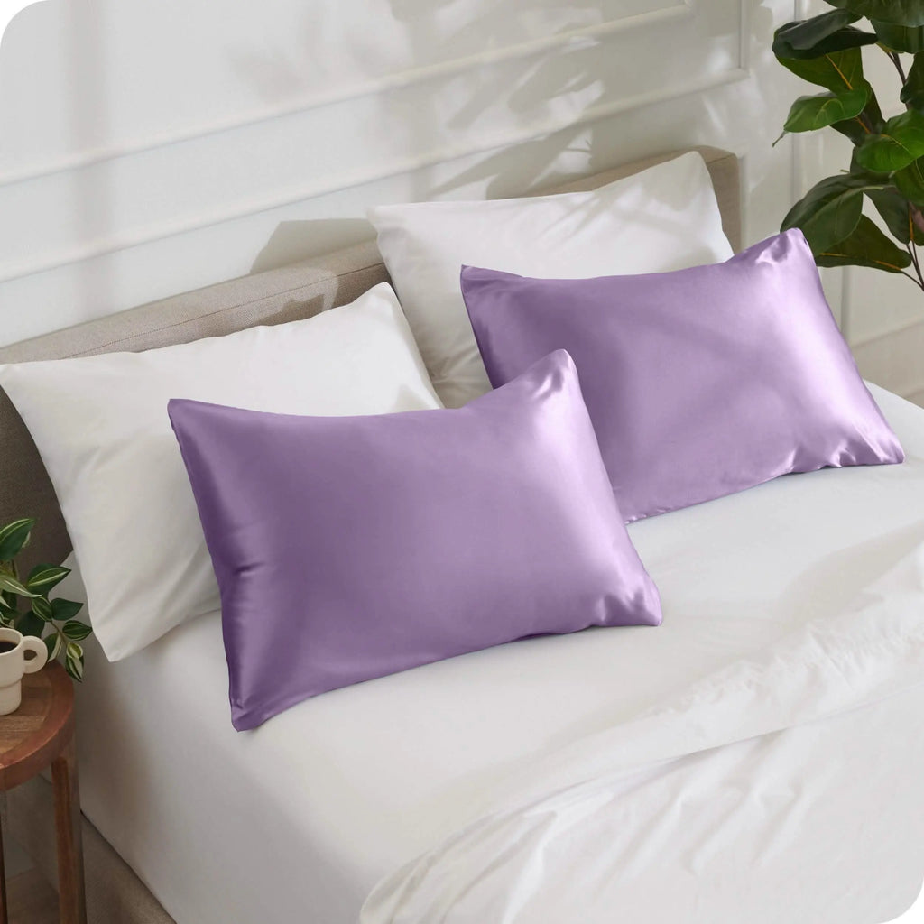 Bare Home Hair-Safe Polyester Satin Pillowcase Set with Envelope Closure, Envelope Closure Secures Fit, Polyester Satin Bedding Accessory